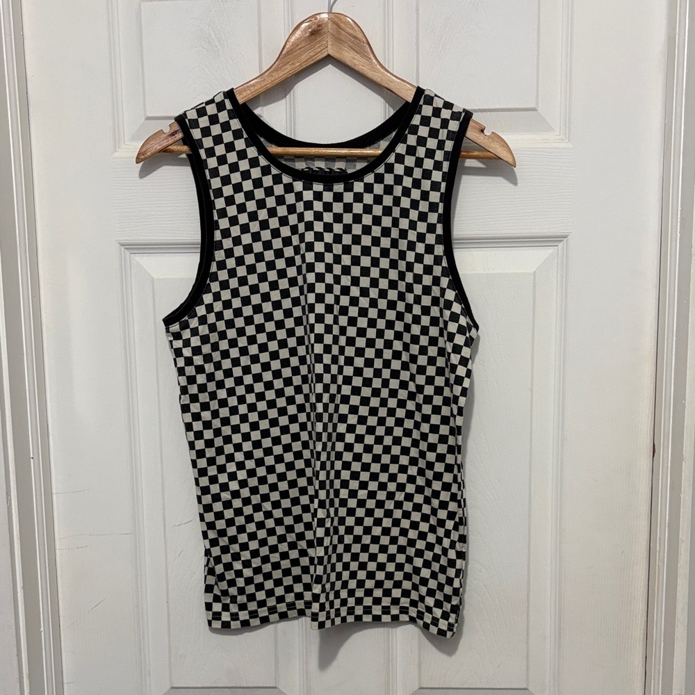 Vans Classic Black & Cream Checkered Sleeveless Tank Top